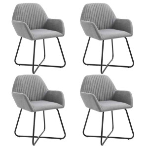 vidaXL Eetkamerstoelen 4 st stof lichtgrijs