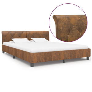 vidaXL Bedframe kunstsuède bruin 160x200 cm