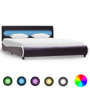 vidaXL Bedframe met LED kunstleer zwart 160x200 cm