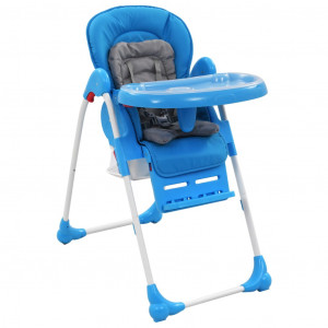 vidaXL Kinderstoel hoog blauw en grijs