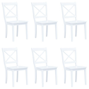 vidaXL Eetkamerstoelen 6 st massief rubberwood wit