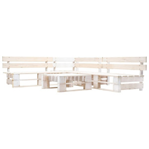 vidaXL 4-delige Loungeset pallet hout wit