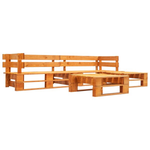 vidaXL 4-delige Loungeset pallet hout honingbruin