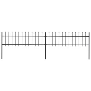 vidaXL Tuinhek met speerpunt staal 359x60 cm zwart