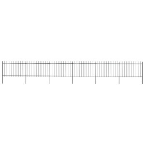 vidaXL Tuinhek met speren bovenkant 10,2x1,2 m staal zwart