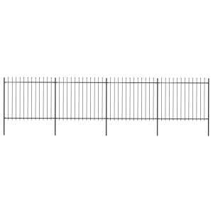 vidaXL Tuinhek met speerpunt staal 714,5x150 cm zwart