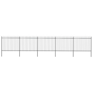 vidaXL Tuinhek met speerpunt staal 892,5x150 cm zwart