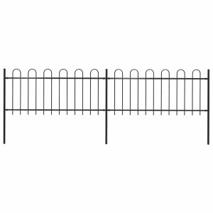vidaXL Tuinhek met ringtop staal 359x80 cm zwart