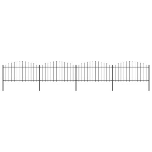 vidaXL Tuinhek met speerpunt staal 714,5x150 cm zwart