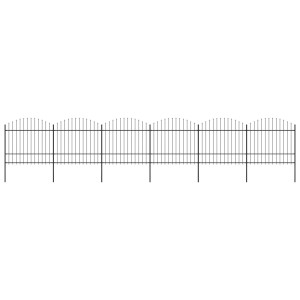 vidaXL Tuinhek met speren bovenkant (1,5-1,75)x10,2 m staal zwart