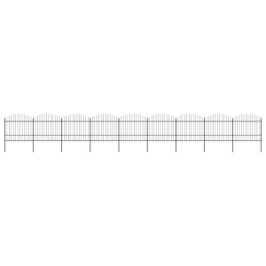 vidaXL Tuinhek met speren bovenkant (1,5-1,75)x15,3 m staal zwart