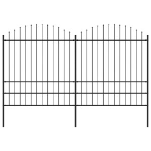 vidaXL Tuinhek met speren bovenkant (1,75-2)x3,4 m staal zwart