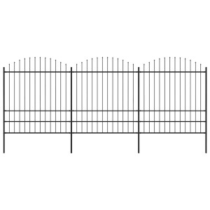 vidaXL Tuinhek met speerpunt staal 537x200 cm zwart