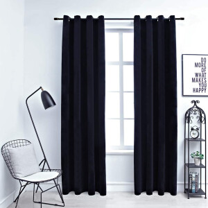 vidaXL Gordijn verduisterend met ringen 2 st 140x175 cm fluweel zwart
