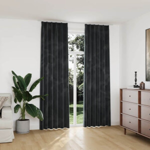 vidaXL Gordijnen verduisterend 2 st met haken 140x245 cm fluweel antraciet