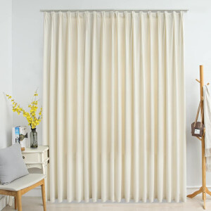 vidaXL Gordijn verduisterend met haken 290x245 cm fluweel crème