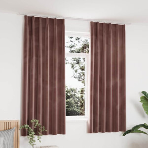 vidaXL Gordijnen verduisterend 2 st met haken 140x175 cm fluweel roze