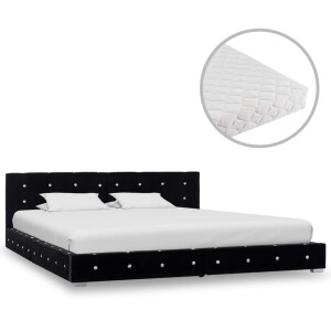 vidaXL Bed met matras fluweel zwart 180x200 cm