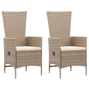 vidaXL Tuinstoelen 2 st met kussens poly rattan beige