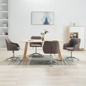vidaXL Eetkamerstoelen 4 st draaibaar stof taupe