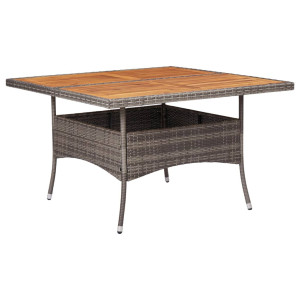 vidaXL Tuintafel poly rattan en massief acaciahout grijs