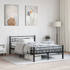 vidaXL Bedframe staal zwart 140x200 cm