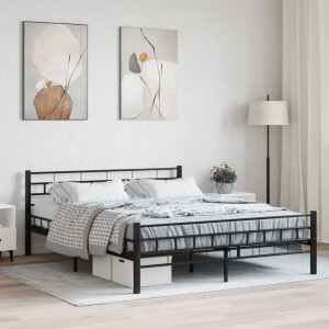 vidaXL Bedframe staal zwart 160x200 cm