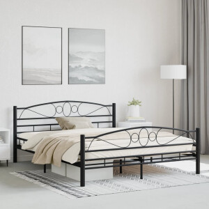vidaXL Bedframe staal zwart 160x200 cm
