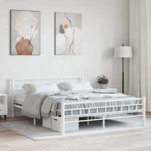 vidaXL Bedframe metaal wit 160x200 cm