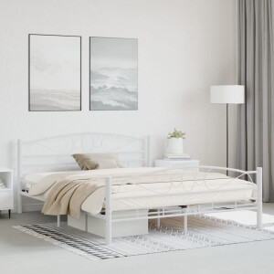 vidaXL Bedframe metaal wit 160x200 cm