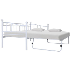 vidaXL Bedframe staal wit 180x200/90x200 cm