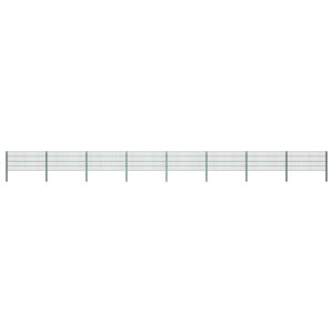 vidaXL Schuttingpaneel met palen ijzer 1385x80 cm groen