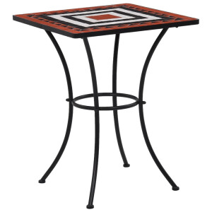vidaXL Bistrotafel mozaïek 60 cm keramiek terracottakleurig en wit