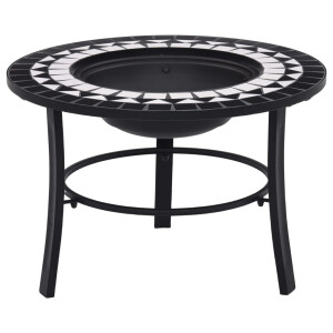 vidaXL Vuurschaal mozaïek 68 cm keramiek zwart en wit