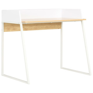 vidaXL Bureau 90x60x88 cm wit en eikenkleurig