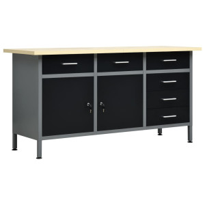 vidaXL Werkbank 160x60x85 cm staal zwart