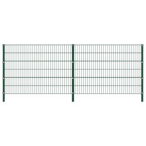 vidaXL Schuttingpaneel met palen ijzer 349x120 cm groen