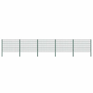 vidaXL Schuttingpaneel met palen ijzer 867x120 cm groen