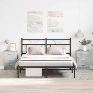 vidaXL Nachtkastjes 2 st 38x35x56 cm bewerkt hout betongrijs