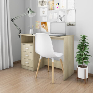 vidaXL Bureau met lades 110x50x76 cm spaanplaat sonoma eikenkleurig