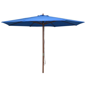 vidaXL Parasol met houten paal 350 cm blauw