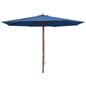 vidaXL Parasol met houten paal 350 cm blauw