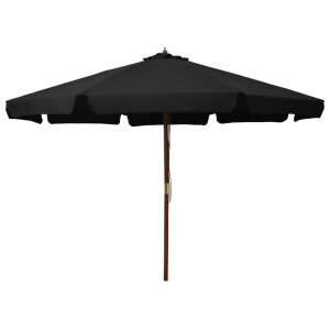 vidaXL Parasol met houten paal 330 cm zwart