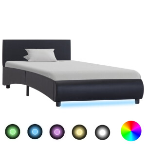 vidaXL Bedframe met LED kunstleer zwart 90x200 cm