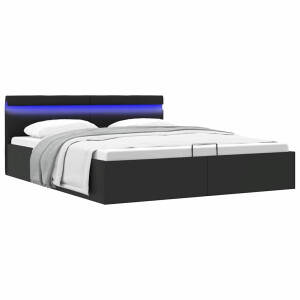 vidaXL Bedframe met opslag hydraulisch LED kunstleer zwart 160x200 cm