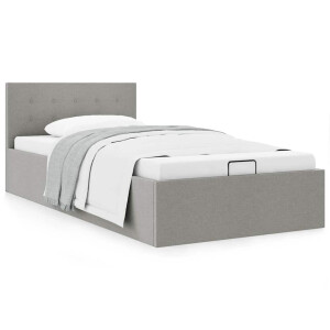 vidaXL Bedframe met hydraulische opslag stof lichtgrijs 90x200 cm