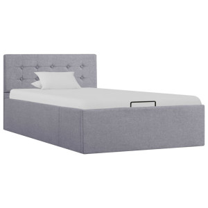 vidaXL Bedframe met hydraulische opslag stof lichtgrijs 100x200 cm