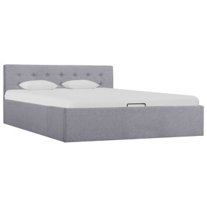 vidaXL Bedframe met hydraulische opslag stof lichtgrijs 140x200 cm
