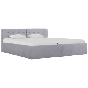 vidaXL Bedframe met hydraulische opslag stof lichtgrijs 160x200 cm