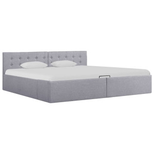 vidaXL Bedframe met hydraulische opslag stof lichtgrijs 180x200 cm